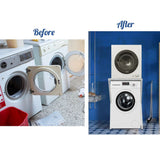 Dryer Stand Over Front Loading Washing Machine, 100kg Heavy Duty Steel Stacking Kit, 102x67x60cm Space Saving Shelf for Small Home, Anti-Slip Rubber Surface, Fits Tumble Dryers & Washers, White