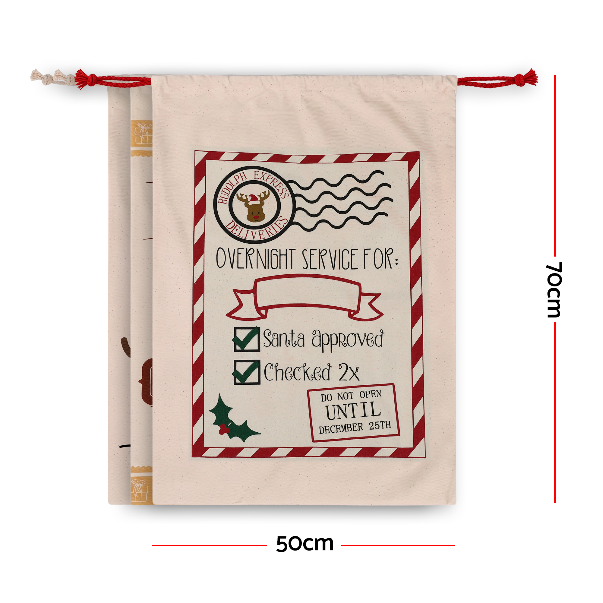 Jingle Jollys 3PCS Christmas Santa Sacks Large Reusable Personalised Canvas Gift Storage Bags