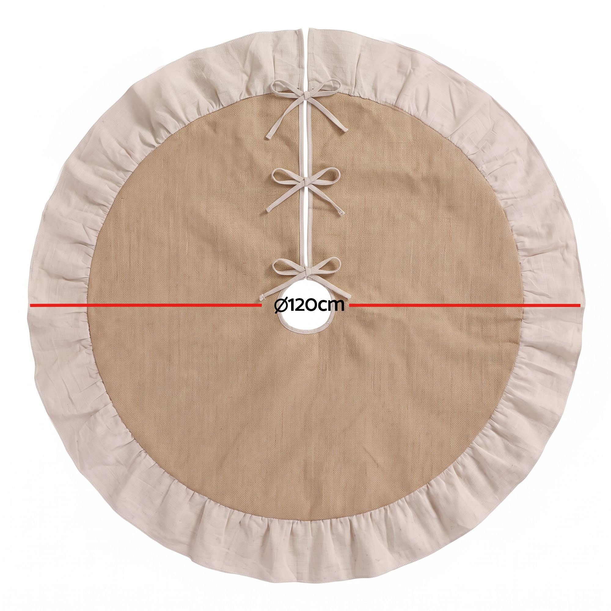 Jingle Jollys 120cm Christmas Tree Skirt Linen Christmas Tree Mat Decor