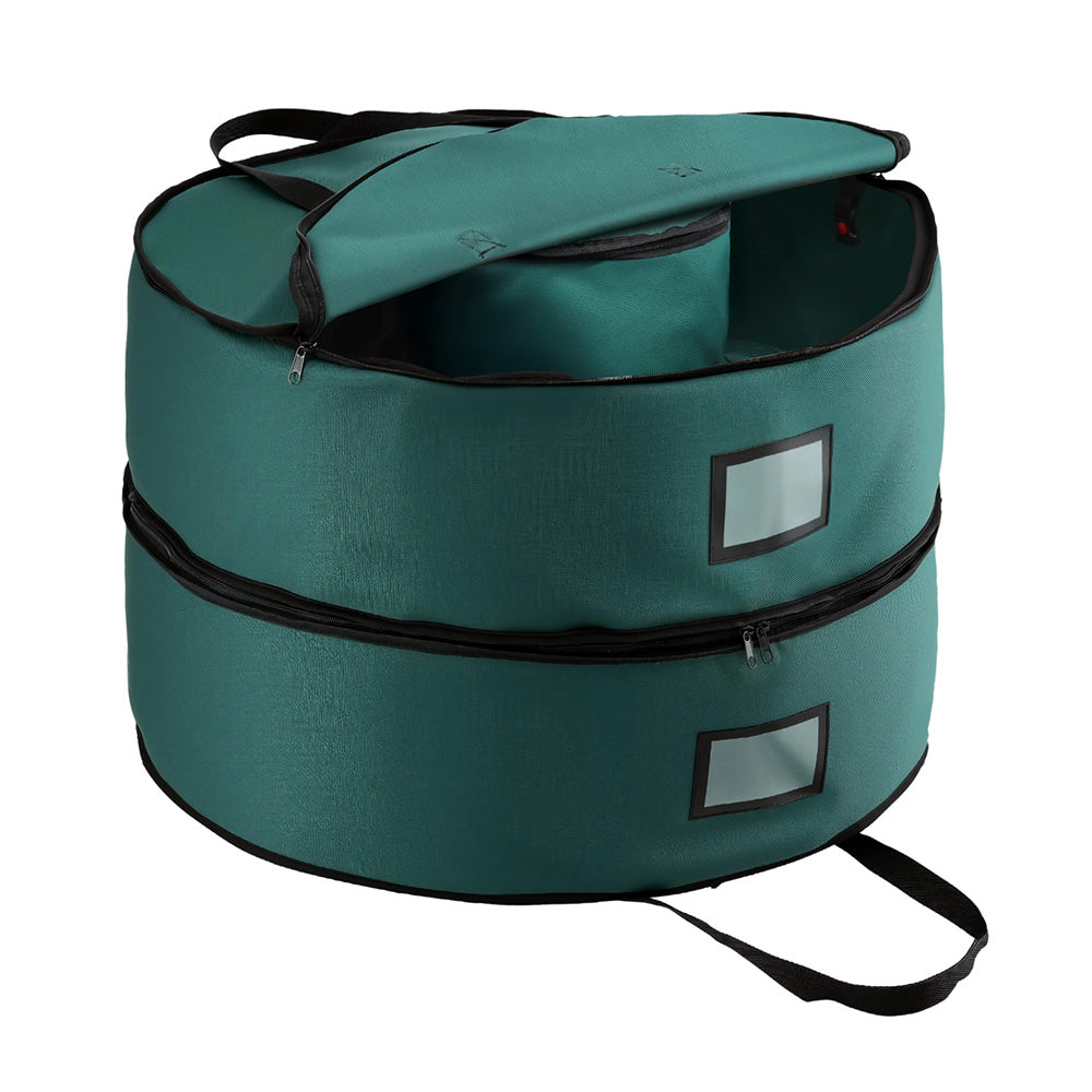 Christmas Decorations: Jingle Jollys Christmas Garland Wreath Storage Bag 2-Tier Ornaments Holder 60cm