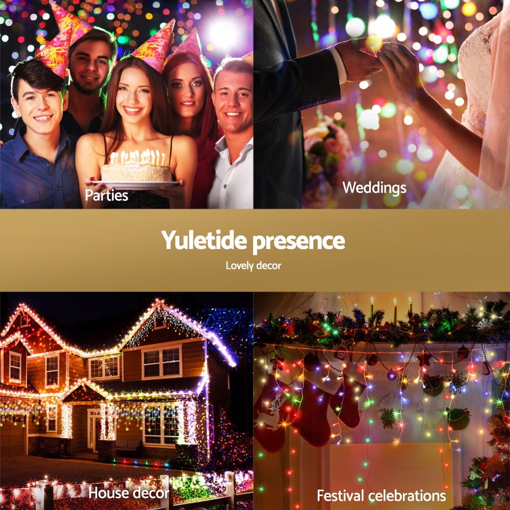 Outdoor Decorations & Lights: 32M Christmas Lights Icicle Light 960 LED Multi-coloured Jingle Jollys