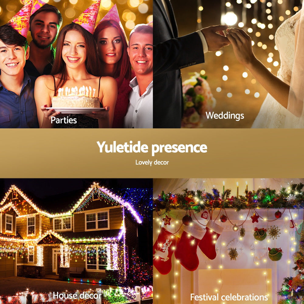 Outdoor Decorations & Lights: 32M Christmas Lights Icicle Light 960 LED Warm White Jingle Jollys