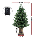 Christmas Trees: Jingle Jollys Christmas Tree 1.2M LED Potted Xmas Tree Party Decor 8 Light Modes