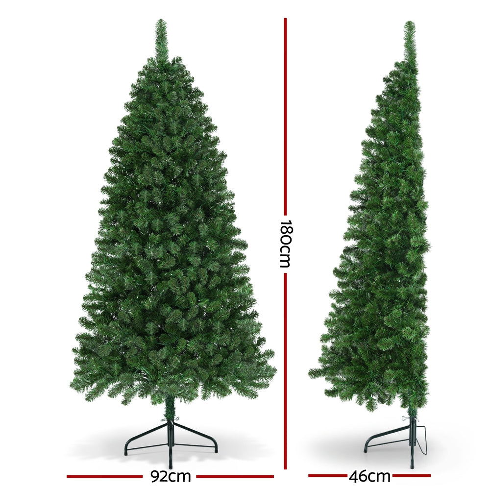 Christmas Trees: Jingle Jollys Christmas Tree 1.8M LED Corner Xmas Tree Half 8 Modes Multi-color