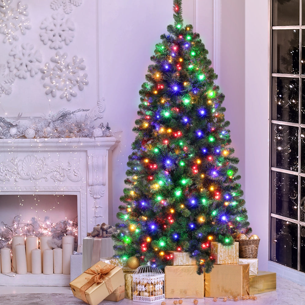 Christmas Trees: Jingle Jollys Christmas Tree 1.8M LED Corner Xmas Tree Half 8 Modes Multi-color