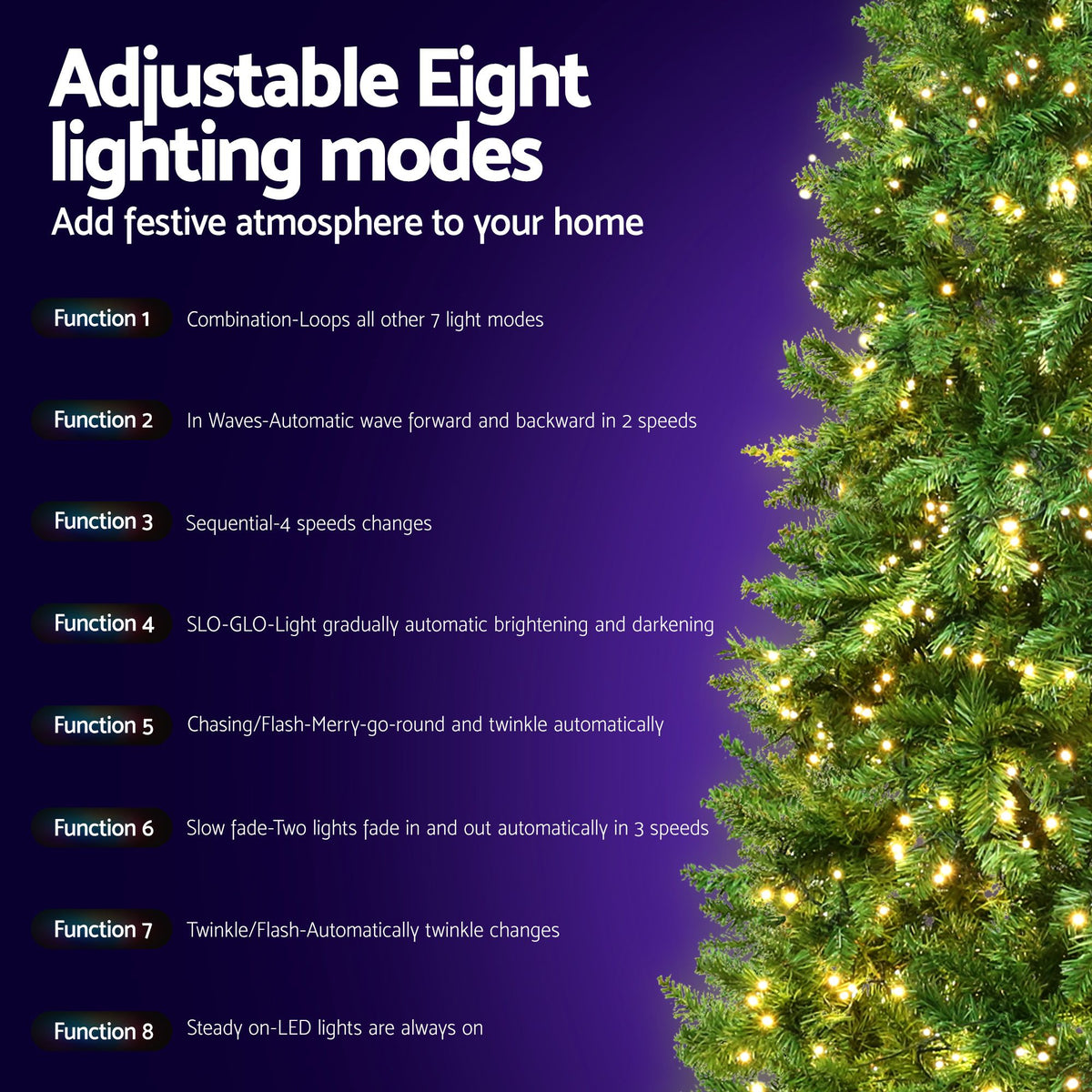 Jingle Jollys 2.4m Pre-Lit Christmas Tree 1488 LED Green with Red Storage Bag