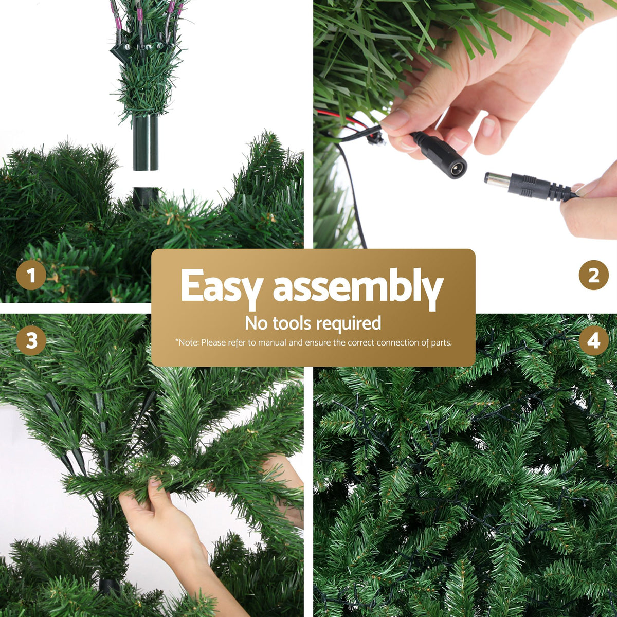 Jingle Jollys 2.4m Pre-Lit Christmas Tree 1488 LED Green with Red Storage Bag
