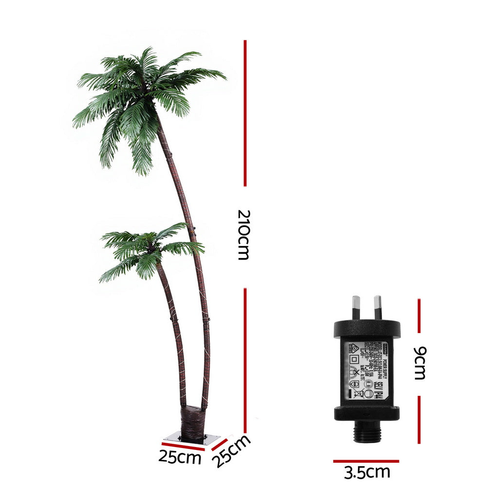Outdoor Decorations & Lights: Jingle Jollys Christmas Tree 2.1m LED Lighted Xmas Palm Trees Party Decorations