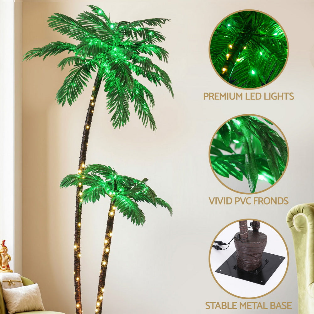 Outdoor Decorations & Lights: Jingle Jollys Christmas Tree 2.1m LED Lighted Xmas Palm Trees Party Decorations