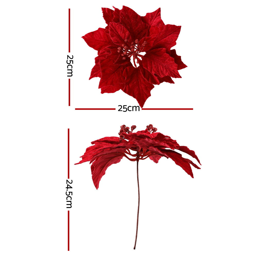Christmas Decorations: Jingle Jollys 14Pcs Christmas Tree Flowers Set Xmas Garland Wreath Ornaments Red