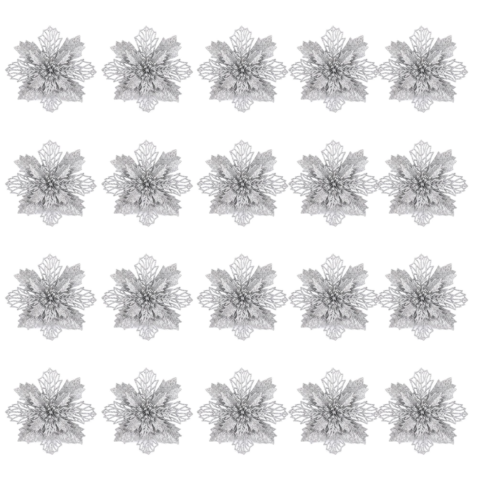 Jingle Jollys 20Pcs Christmas Tree Flower Set Garland Wreath Poinsettia Decorations