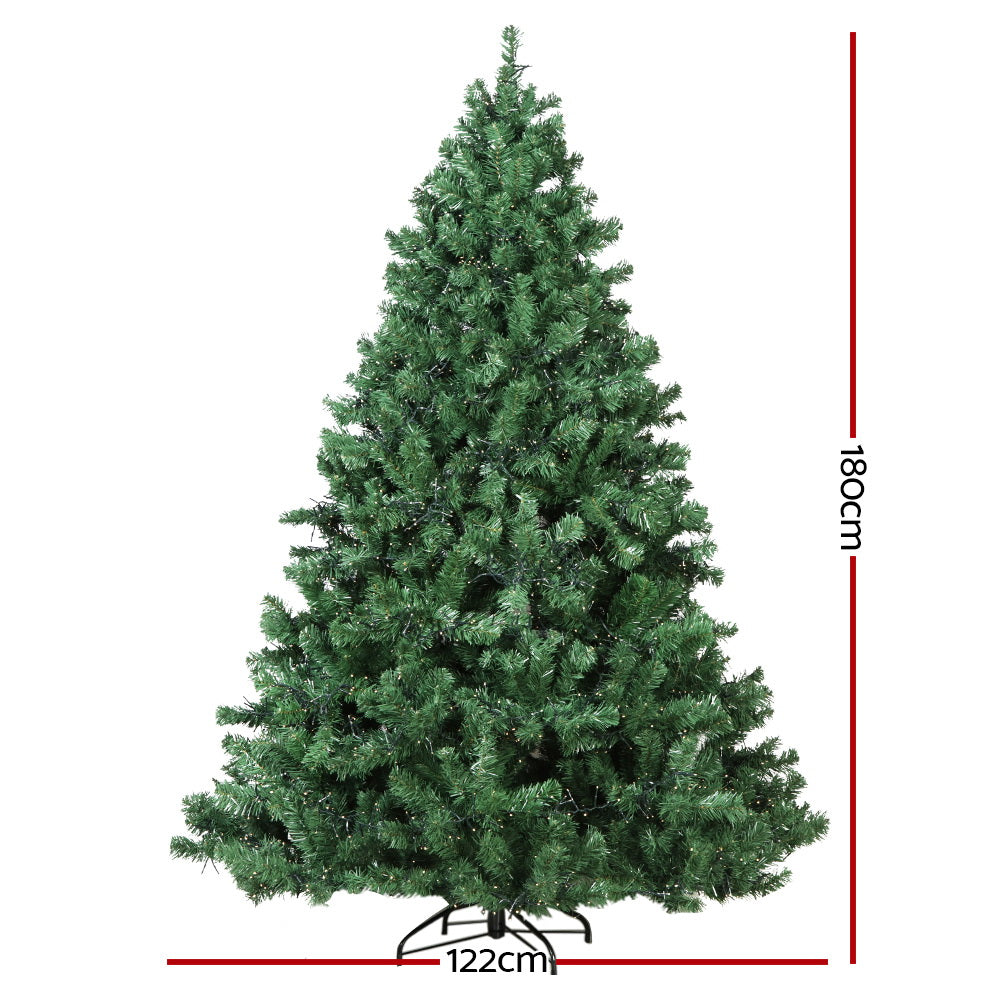 Outdoor Decorations & Lights: Jingle Jollys Christmas Tree 1.8M Xmas Tree Decorations 1980 LEDs 8 Light Mode