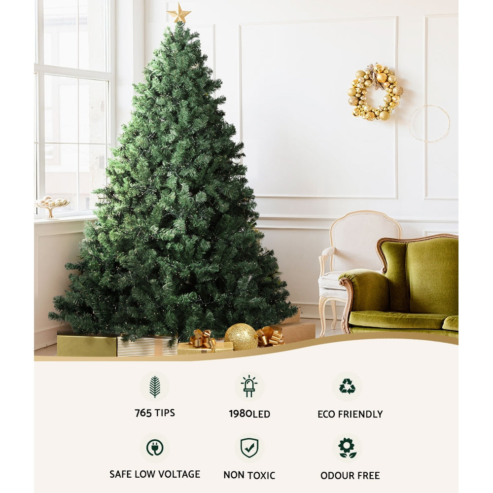 Outdoor Decorations & Lights: Jingle Jollys Christmas Tree 1.8M Xmas Tree Decorations 1980 LEDs 8 Light Mode