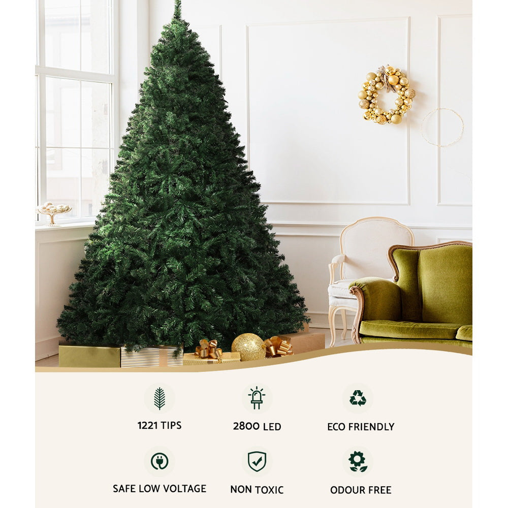 Outdoor Decorations & Lights: Jingle Jollys Christmas Tree 2.1m Xmas Tree Decor 2800 LED Lights 8 Modes