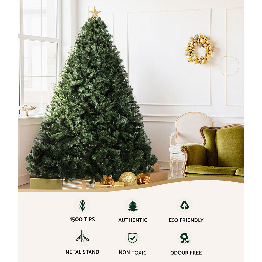 Christmas Trees: Jingle Jollys Christmas Tree 2.4M Xmas Tree Decorations Green 1500 Tips