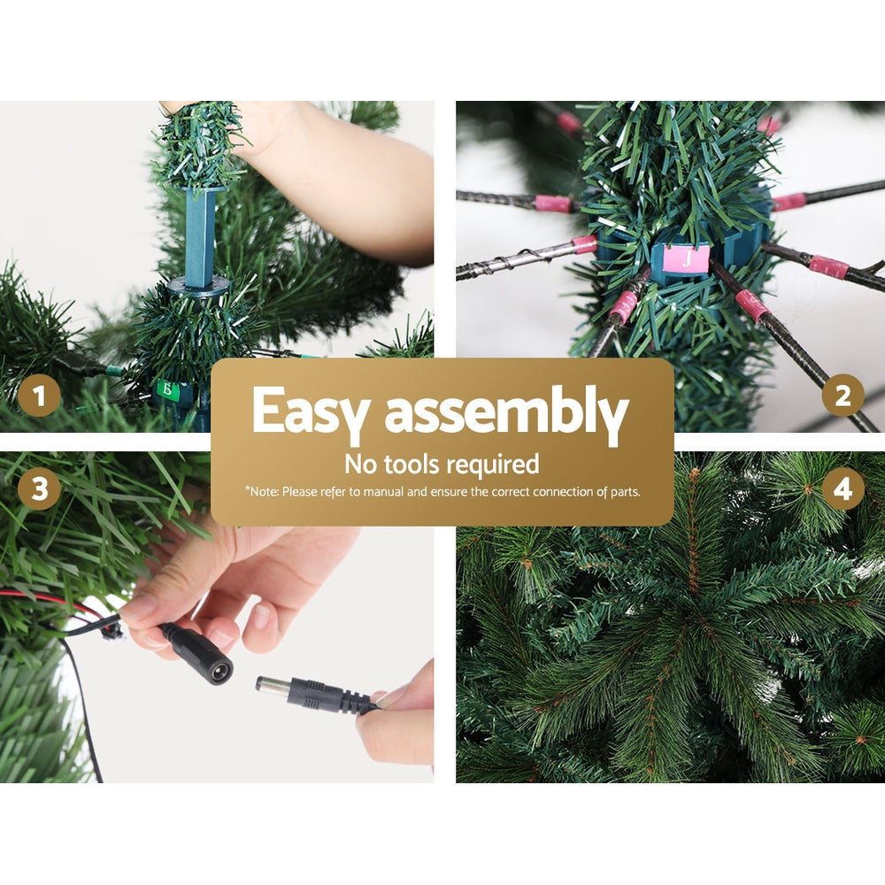 Outdoor Decorations & Lights: Jingle Jollys Christmas Tree 2.4M Xmas Tree Decorations 3190 LEDs 8 Light Mode