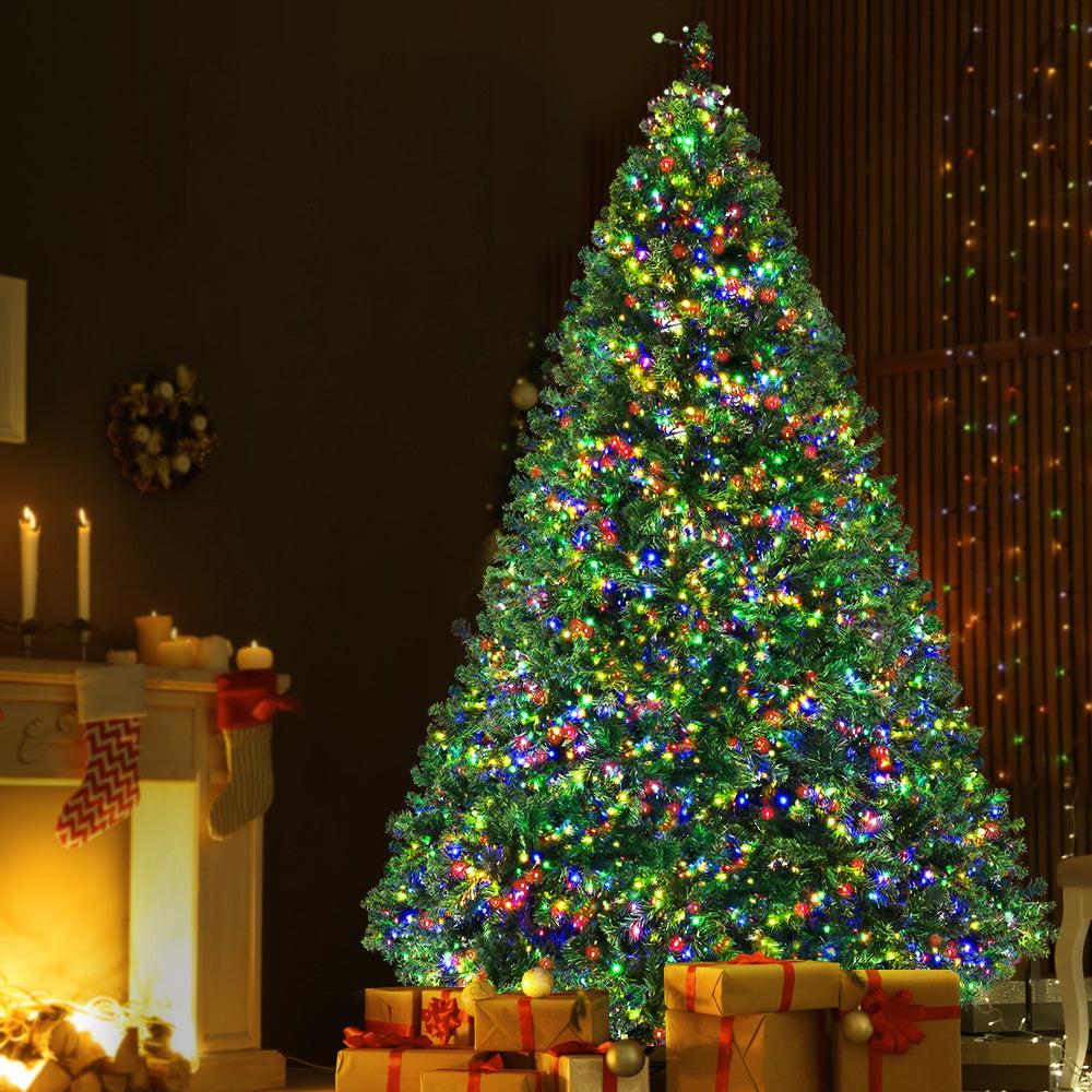 Outdoor Decorations & Lights: Jingle Jollys Christmas Tree 2.4M Xmas Tree Decoration 8 Light Mode Multi Colour