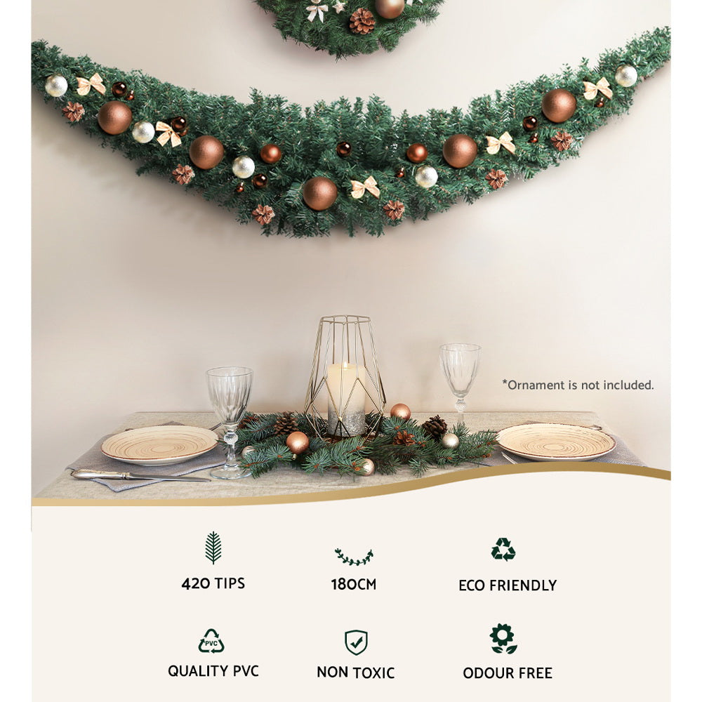 Christmas Wreaths & Garlands: Jingle Jollys 1.8m Christmas Garland Xmas Decorations Green Wedding Party