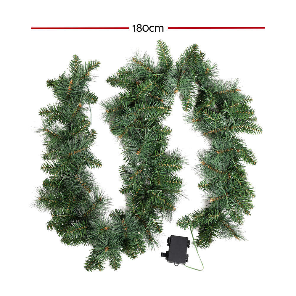 Christmas Wreaths & Garlands: Jingle Jollys 1.8m Christmas Garland with LED lights Party Xmas Decorations