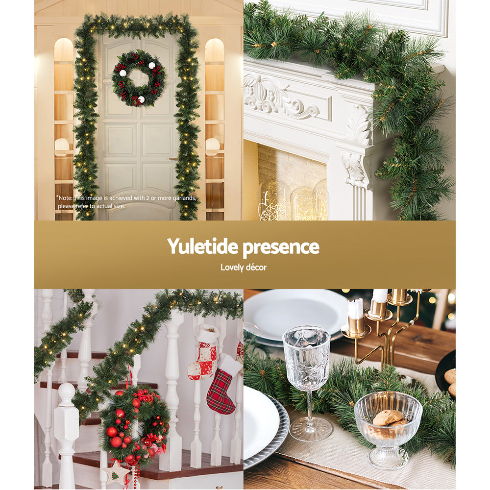 Christmas Wreaths & Garlands: Jingle Jollys 1.8m Christmas Garland with LED lights Party Xmas Decorations