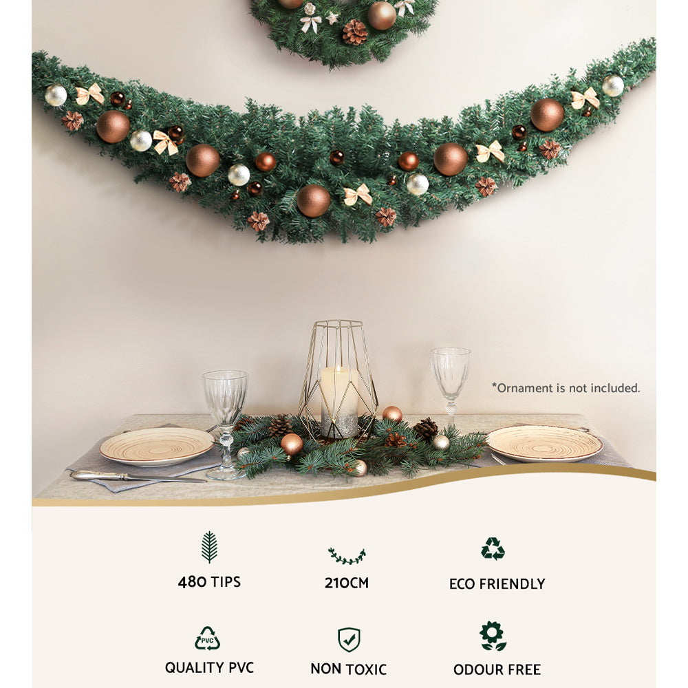 Christmas Wreaths & Garlands: Jingle Jollys 2.1m Christmas Garland Xmas Decorations Green Wedding Party