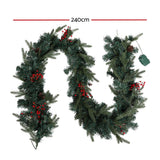 Outdoor Decorations & Lights: Jingle Jollys 2.4m Christmas Garland with LED Lights Decorations Xmas Party