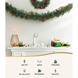 Outdoor Decorations & Lights: Jingle Jollys 2.4m Christmas Garland with LED Lights Decorations Xmas Party