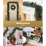Outdoor Decorations & Lights: Jingle Jollys 2.4m Christmas Garland with LED Lights Decorations Xmas Party