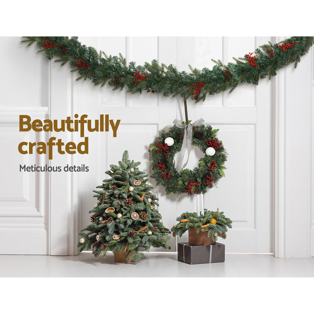 Outdoor Decorations & Lights: Jingle Jollys 2.4m Christmas Garland with LED Lights Decorations Xmas Party