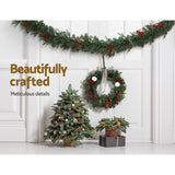 Outdoor Decorations & Lights: Jingle Jollys 2.4m Christmas Garland with LED Lights Decorations Xmas Party
