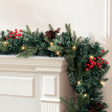 Outdoor Decorations & Lights: Jingle Jollys 2.4m Christmas Garland with LED Lights Decorations Xmas Party
