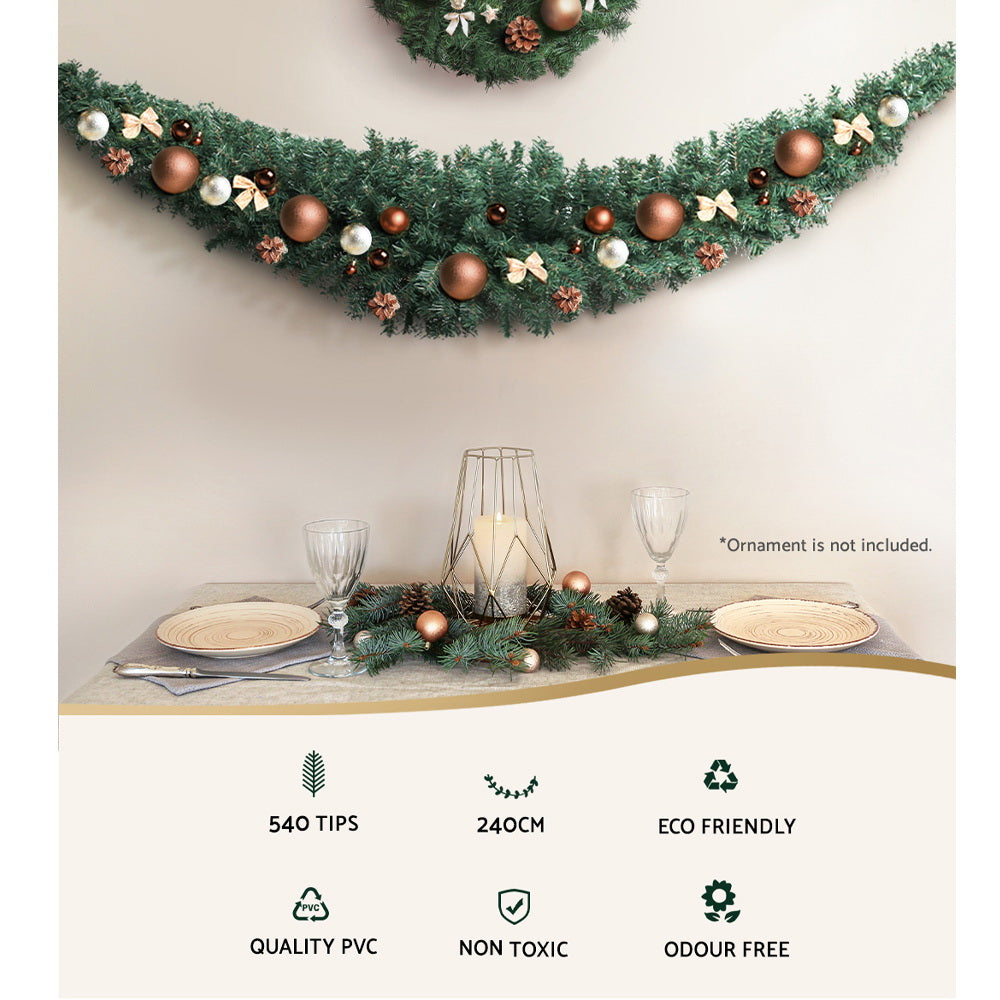 Christmas Wreaths & Garlands: Jingle Jollys 2.4m Christmas Garland Xmas Decorations Green Wedding Party