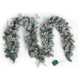 Outdoor Decorations & Lights: Jingle Jollys 2.7m Christmas Garland with LED Lights Snowy Decoration Xmas Party