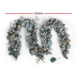 Outdoor Decorations & Lights: Jingle Jollys 2.7m Christmas Garland with LED Lights Snowy Decoration Xmas Party