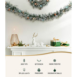 Outdoor Decorations & Lights: Jingle Jollys 2.7m Christmas Garland with LED Lights Snowy Decoration Xmas Party