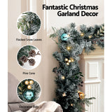Outdoor Decorations & Lights: Jingle Jollys 2.7m Christmas Garland with LED Lights Snowy Decoration Xmas Party