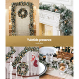Outdoor Decorations & Lights: Jingle Jollys 2.7m Christmas Garland with LED Lights Snowy Decoration Xmas Party