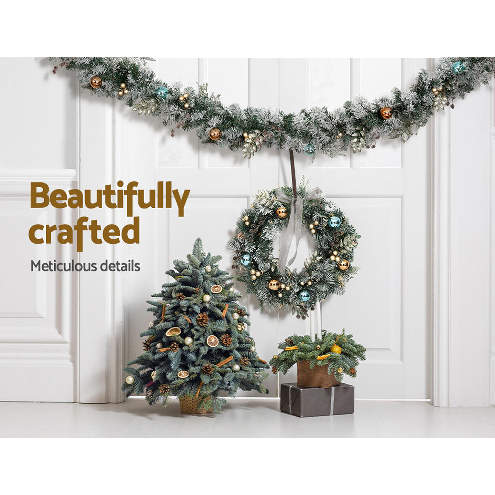 Outdoor Decorations & Lights: Jingle Jollys 2.7m Christmas Garland with LED Lights Snowy Decoration Xmas Party