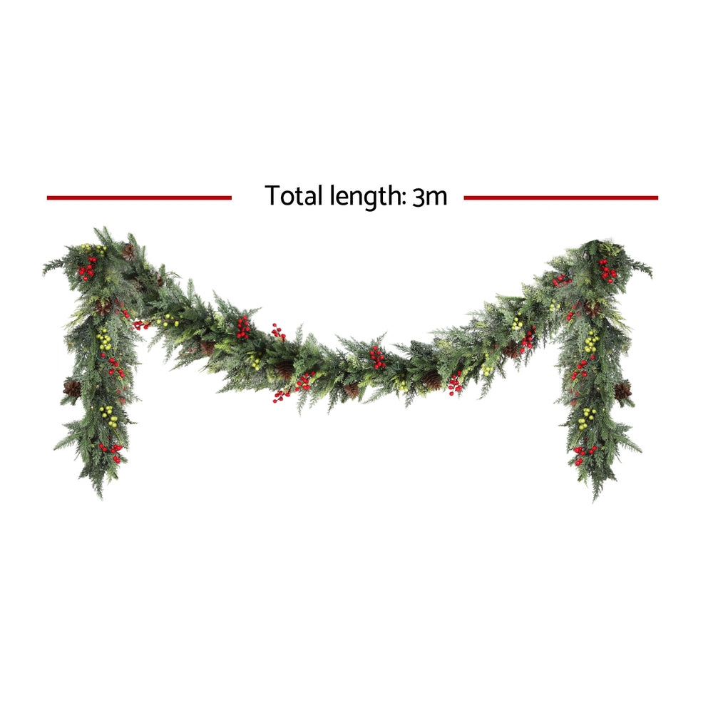 Christmas Wreaths & Garlands: Jingle Jollys 3M Christmas Garland Pre-lit LED with Pine Cones Xmas Decor Green