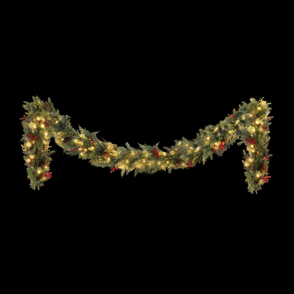 Christmas Wreaths & Garlands: Jingle Jollys 3M Christmas Garland Pre-lit LED with Pine Cones Xmas Decor Green