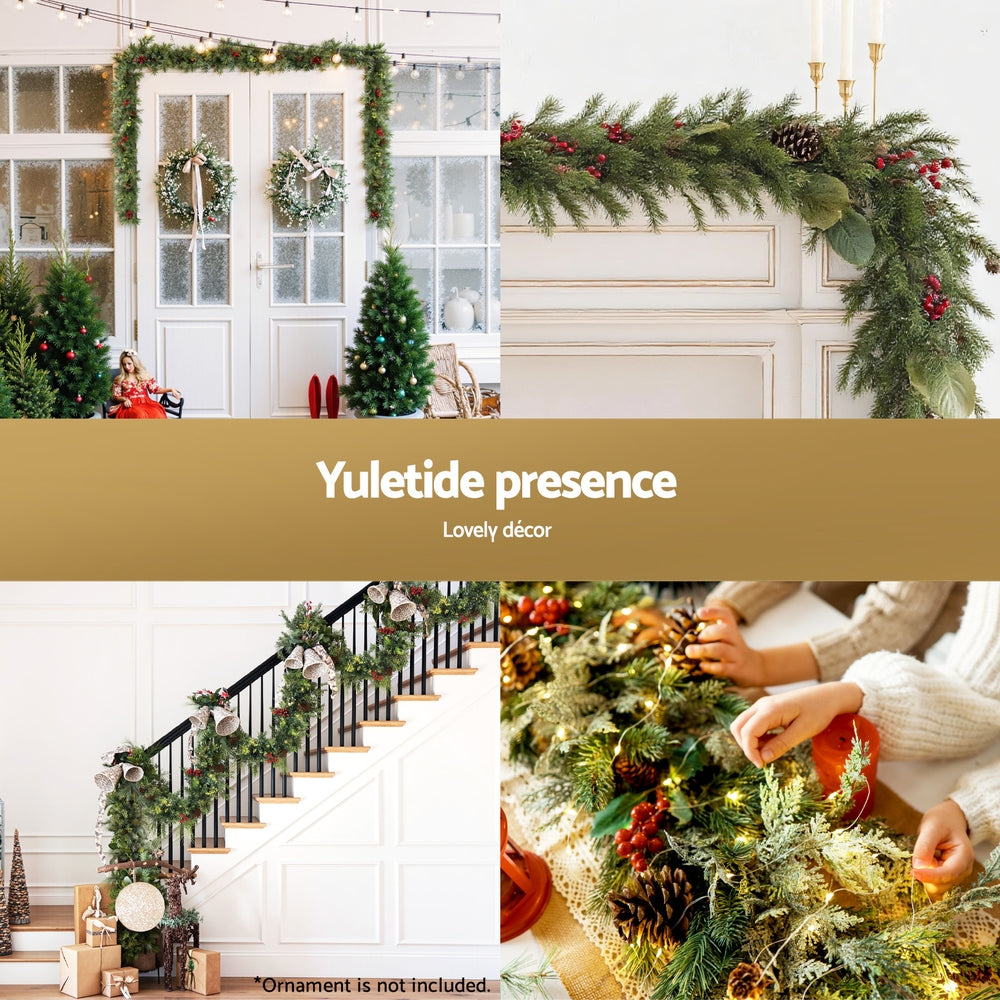 Christmas Wreaths & Garlands: Jingle Jollys 3M Christmas Garland Pre-lit LED with Pine Cones Xmas Decor Green