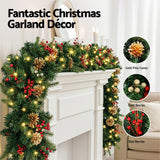 Christmas Wreaths & Garlands: Jingle Jollys 1.8M Christmas Garland Pre-lit LED Pine Cones Berries Xmas Decor