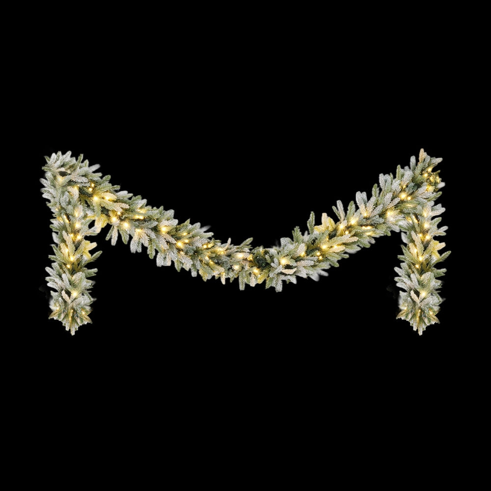 Christmas Wreaths & Garlands: Jingle Jollys 3M Christmas Garland Pre-lit LED Lights Snow Frosted Tips Decor