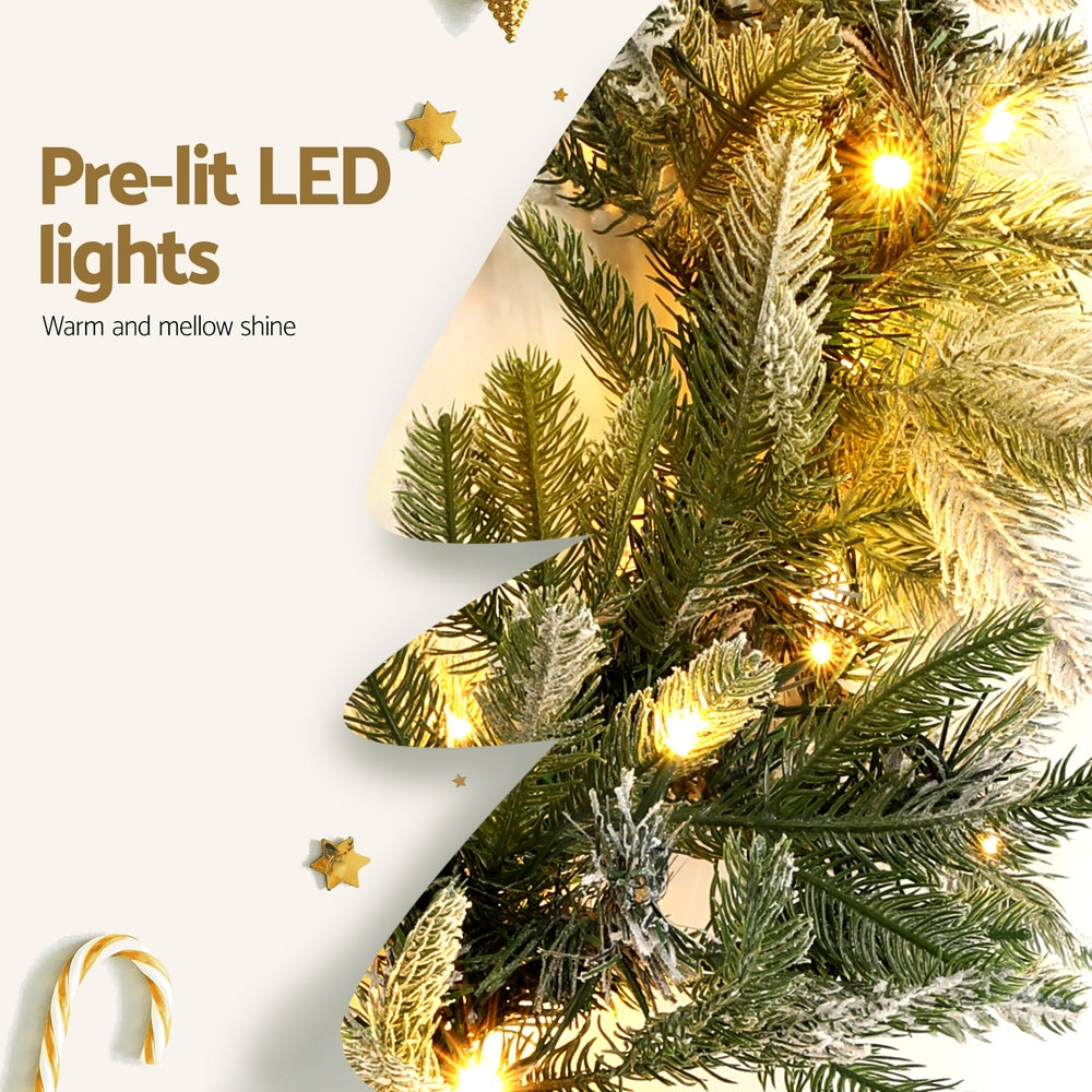 Christmas Wreaths & Garlands: Jingle Jollys 3M Christmas Garland Pre-lit LED Lights Snow Frosted Tips Decor
