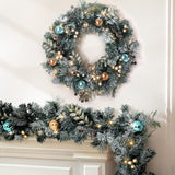 Christmas Wreaths & Garlands: Jingle Jollys 2.7m Christmas Garland with Wreath Set LED Lights Snowy Xmas Decor