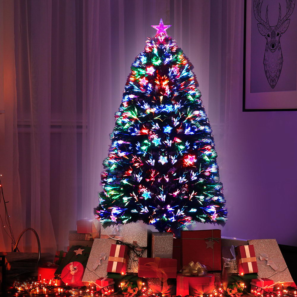 Christmas Trees: Jingle Jollys 1.2m Christmas Tree Optic Fibre LED Xmas tree Multi Colour