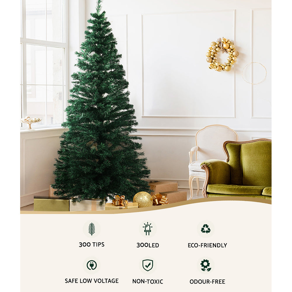 Christmas Trees: Jingle Jollys 1.8m Christmas Tree Optic Fibre LED Xmas tree 300 Tips