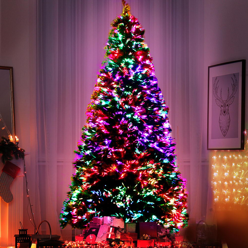 Christmas Trees: Jingle Jollys 1.8m Christmas Tree Optic Fibre LED Xmas tree 300 Tips