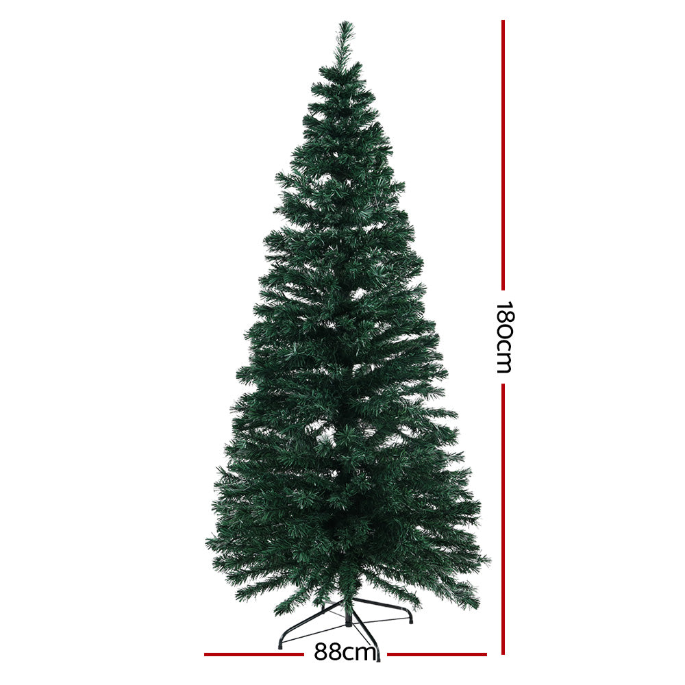Outdoor Decorations & Lights: Jingle Jollys 1.8m Christmas Tree Optic Fibre LED Xmas tree Warm White