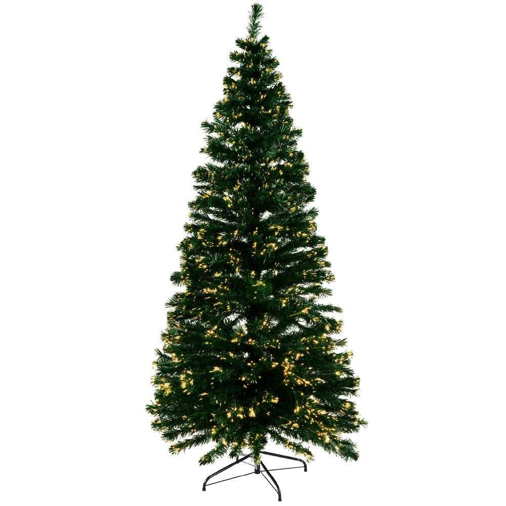 Outdoor Decorations & Lights: Jingle Jollys 1.8m Christmas Tree Optic Fibre LED Xmas tree Warm White
